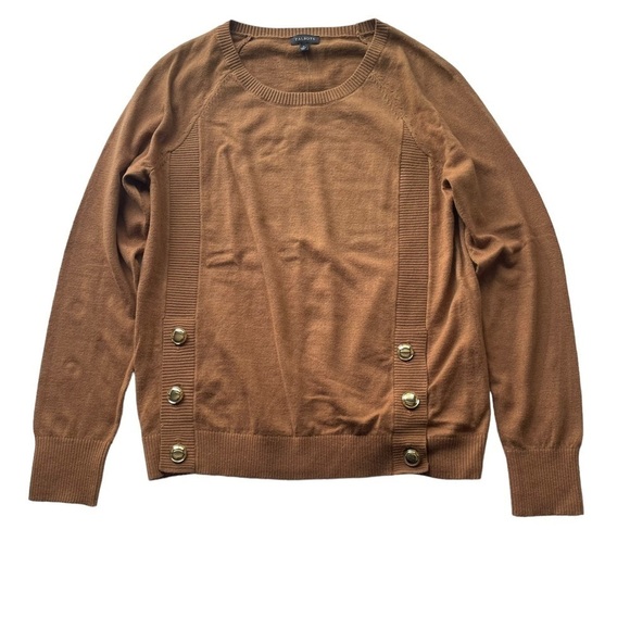 Talbots Side Button Sweater Crew Neck Sweater Chestnut Brown Size Small NWT - Picture 8 of 10